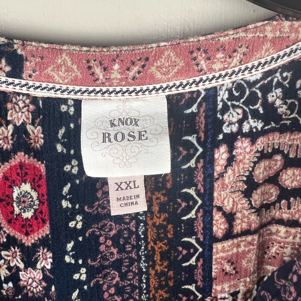 Knox Rose Multicolor Bohemian Blouse women’s size xxl